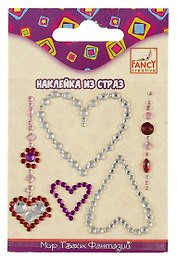 Набор для творчества FANCY CREATIVE Наклейки из страз Сердечки, 6*6см, полимерная в асс.