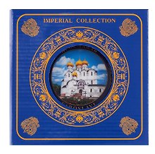 Тарелка декоративная Успенский собор,с подставкой (Ярославль) (фарфор) (15см) (15-K6-27-11)