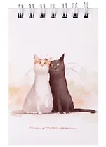 Блокнот А7 60л кл. "Коты. Павлик и Валера" спираль, УФ лак