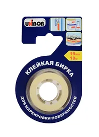 Бирка клейкая на основе крепированной бумаги, 19 мм х 10 м, Unibob
