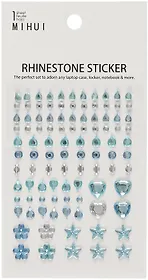 Стразы самоклеящиеся ассорти голубой микс