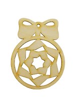 Фигурка Новогодний шарик-18 резной с бантом (141545) (85х110мм) (игрушка из дерева) (упаковка)