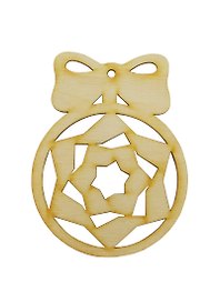 Фигурка Новогодний шарик-18 резной с бантом (141545) (85х110мм) (игрушка из дерева) (упаковка)