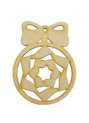 Фигурка Новогодний шарик-18 резной с бантом (141545) (85х110мм) (игрушка из дерева) (упаковка)