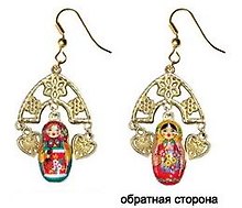Сувенир, АКМ,  Серьги "Матрешка с подвеской сердечко"