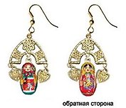 Сувенир, АКМ,  Серьги "Матрешка с подвеской сердечко"