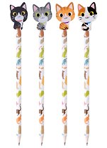 Карандаш School Tools, "Кот", чернографитный HB с ластиком, в ассортименте