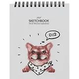 Скетчбук А6+ 125*160 40л "Привет" белый офсет, 100г/м2, тв.обложка, евроспираль