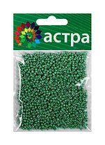 01 Бисер Астра (127 св. зеленый/непрозрачный глянцевый) (675288) (11/0) (20гр.) (стекло) (упаковка)