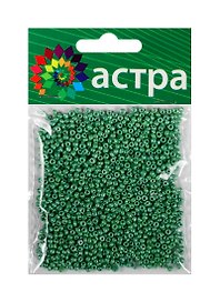 01 Бисер Астра (127 св. зеленый/непрозрачный глянцевый) (675288) (11/0) (20гр.) (стекло) (упаковка)