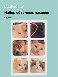 3D стикеры "Котики-3", 6 штук
