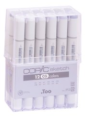 Набор маркеров Copic Sketch серые оттенки CG, 12 цветов