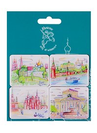 Набор магнитов 4шт. Москва (Город Победителей) (НЗМКвадро-07)