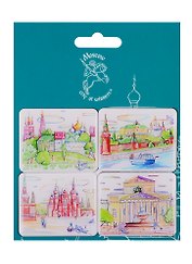 Набор магнитов 4шт. Москва (Город Победителей) (НЗМКвадро-07)