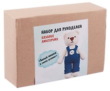 Набор для рукоделия. Вязание амигуруми своими руками Белый мишка в синих штанишках