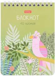 Блокнот А6 40л кл. "Джунгли" мел.картон, гребень, ассорти