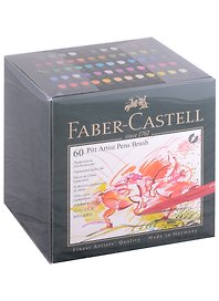 Ручки капиллярные"Pitt Artist Pen Brush" ассорти, 60шт., студийная коробка, Faber-Castell