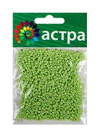 01 Бисер Астра (404 салат/непрозрачный радужный) (675288) (11/0) (20гр.) (стекло) (упаковка)