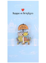 Значок СПб Котики под зонтиком (Подарок из Петербурга) (металл) (12-08599-565)