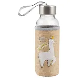 Бутылка в чехле джут Лама-единорог (стекло) (300мл)