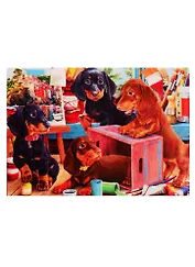 Набор для творчества, Рыжий Кот, Алмазная мозаика Игривые таксы (класс.) 30х40см, с подр., с полн. заполн. (31цв.) ST988