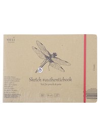 Скетчбук 24,5*17,7cм 36л "SMLT Art Cream authenticbook", на резинке, 80г/м2, кремовый, сшивка
