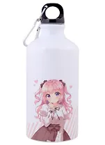 Бутылка с карабином Аниме Девушка с бантиком (Сёдзё) (цветная) (металл) (500мл)