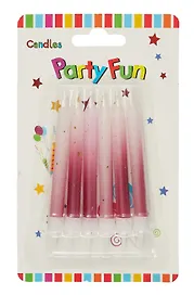 Набор свечей для торта градиент Happy Birthday (6 шт) (серебро) (7,5 см)
