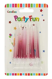 Набор свечей для торта градиент Happy Birthday (6 шт) (серебро) (7,5 см)