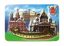 Сувенир, Акм,  Магнит, "Коллаж. Виды СПб" ,  7х10 см ,прессованный, в блистере
