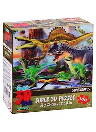 Пазл 100 Super 3D KidsХищные динозавры (Carnotaurus).