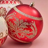 Набор елочных шаров Царские узоры (красные) (пластик) (8 см) (4 шт) - 2