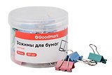 Зажимы для бумаг 19мм 30шт цветные, пласт/уп, GoodMark