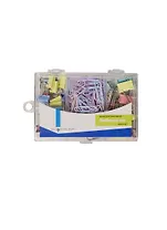 Набор канцелярский цветной 3отд., скрепки 28мм 100шт, зажимы 15мм 20шт, зажимы 19мм 10шт, пласт.уп., подвес,Silwerhof