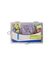 Набор канцелярский цветной 3отд., скрепки 28мм 100шт, зажимы 15мм 20шт, зажимы 19мм 10шт, пласт.уп., подвес,Silwerhof