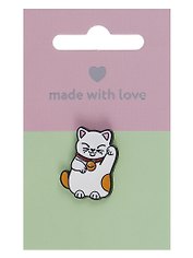 Значок Котик Манэки-нэко (металл)