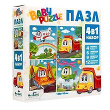 Набор пазлов «Техника» 4в1, 4+6+9+12 элементов, Origami