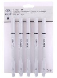 Ручки капиллярные-линеры 5шт 0,1мм, пласт.кор., Winsor&Newton