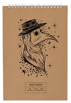 Скетчбук 250*170 18л "New stories. No. 1"  акварел. бумага, 240г/м2, крафт картон, тиснение фольгой, евроспираль