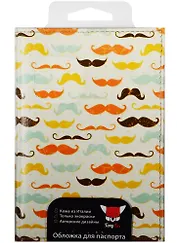 Обложка для паспорта Усы цветные (кожа) (07-026)