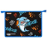 Папка для тетрадей А4 "Angry shark"  1 отд., картон/пластик, молния