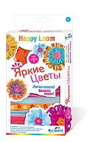 Happy Loom. Яркие цветы. Набор в коробке: основы для броши и заколки, ленты, пряжа, пуговицы, стан