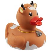 Игрушка для ванной, уточка резиновая FUNNY DUCKS "Уточка корова коричневая" (1843) - 0