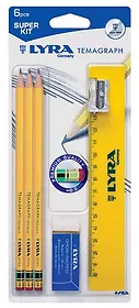 Карандаш чернографитовый, LYRA/Лира Temagraph Набор (3карандаша с лас., точилка, ластик, линейка)