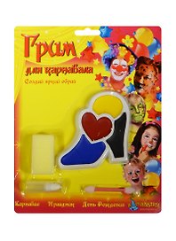 Грим для карнавала Туфелька (162284) (4цв.) (карандаш+кисть+спонж) (3+) (блистер)