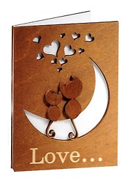 Открытка дерево Love Кошки и месяц