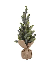 Ёлочка настольная Зеленая красавица в мешочке (ПЭТ, дерево, текстиль) (11х27) (95203)
