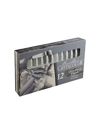 Мелки художественные сухие 12цв, серые, карт.упак., Cretacolor