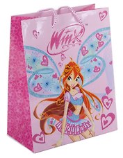 Пакет подарочный бумажный А4 26*32,4*12,7см, глиттер, WINX