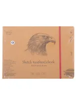 Скетчбук 24,5*17,8см 24л "SMLT Art Kraft authenticbook", на резинке, 90г/м2, крафт, сшивка